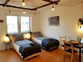 WoodFire Designer Business Apartment für 4 mit Küche 5G WLAN Netflix Nahe der City